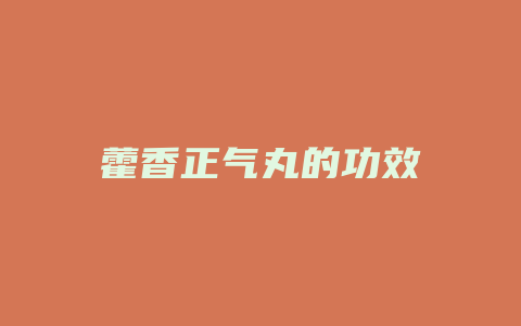 藿香正气丸的功效